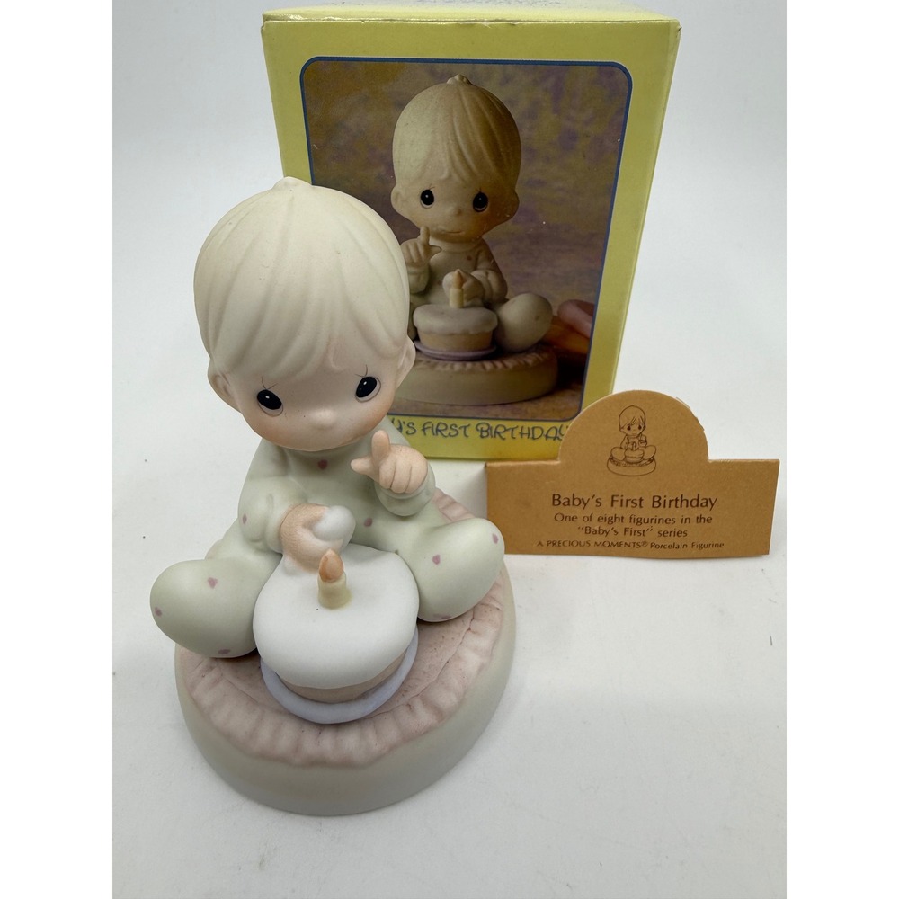 Precious Moments Babys First Birthday Figurine 524069 Enesco 1992 Boxed Card‎